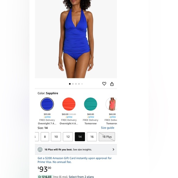 La Blanca Women's Island Goddess Halter Tankini Swimsuit Top, Sapphire, 14 - Picture 3 of 6